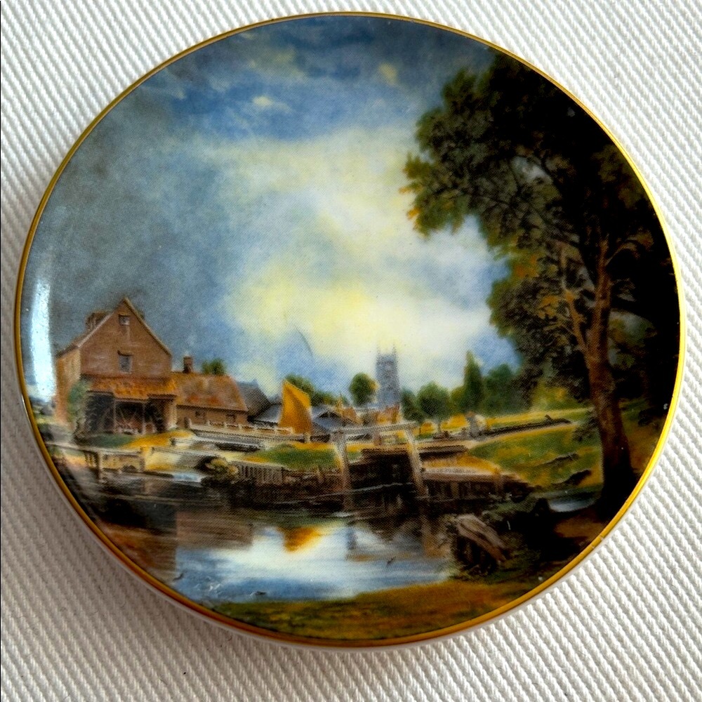 3/$10 | Scenic English Landscape Decorative Plate 3” with Gold Trim